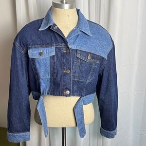 New Without Tags ROTATE Stylish Two-Tone Denim Jean Jacket